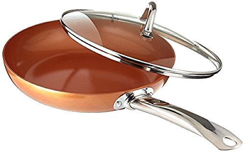 Copper Chef 10 Inch Round Frying Pan With Lid - Skillet with Ceramic Non Stick Coating....